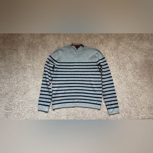 Banana Republic Men's Sweater Gray and Navy Stripes Small